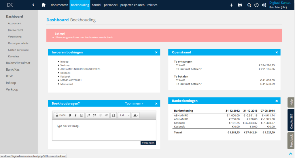Digitaal kantoor dashboard screenshot